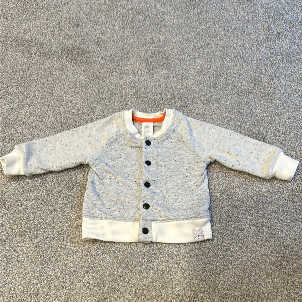H&M button down sweatshirt with cute animal stitching